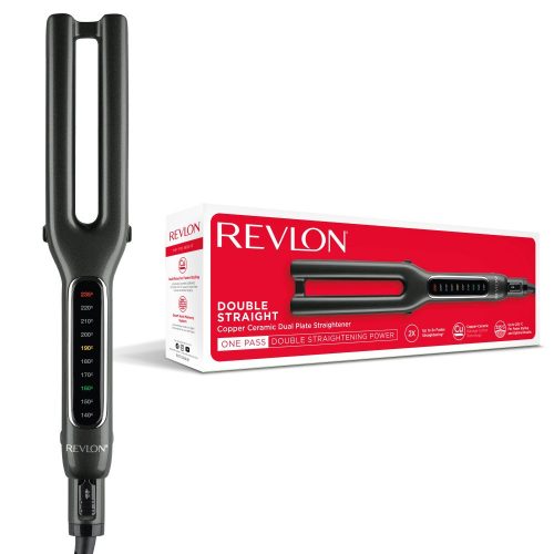 Двойна преса за коса REVLON One-Step Double Straight RVST2204E, 4 керамични плочи, LCD дисплей Код -